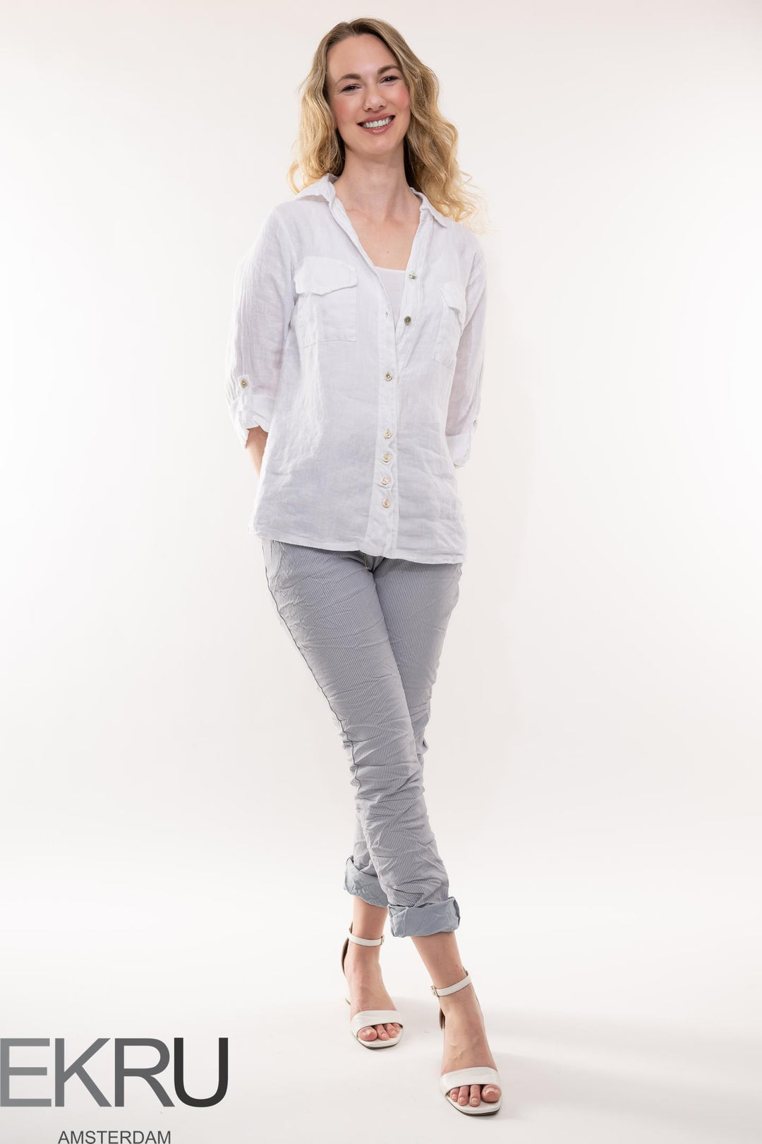 Euro Crafted Stripes Travel Pant - Breathable Naturals | Glam & Fame Clothing