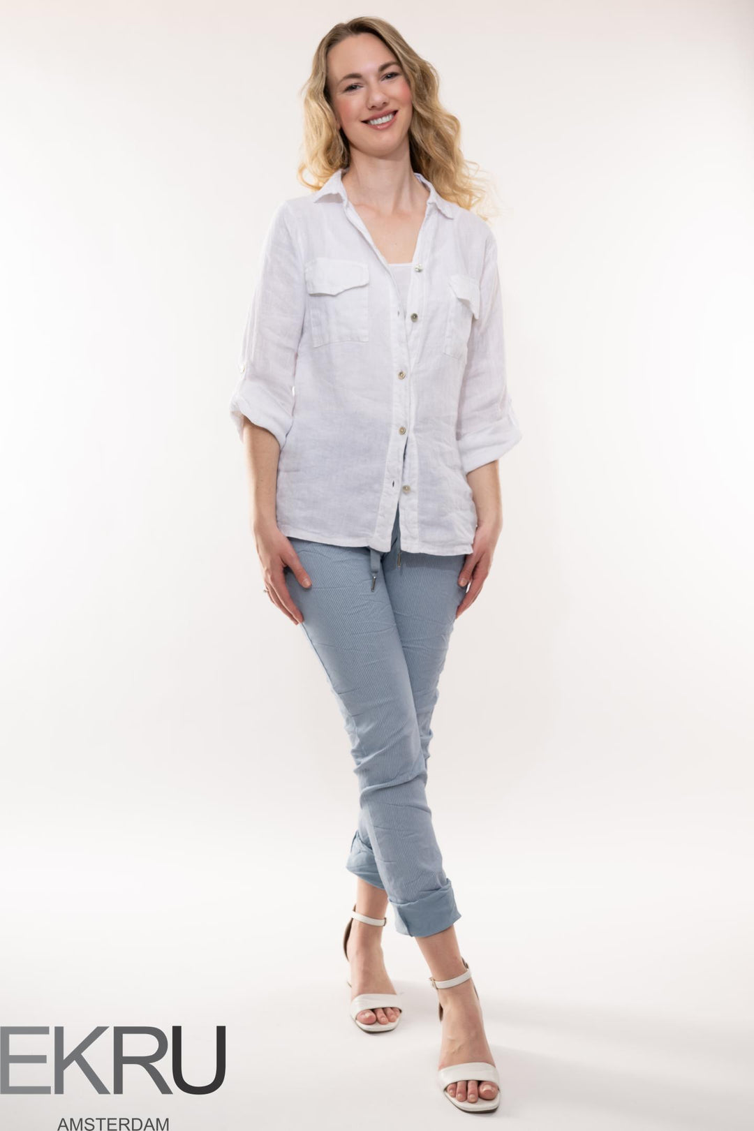 Euro Crafted Stripes Travel Pant - Breathable Naturals | Glam & Fame Clothing