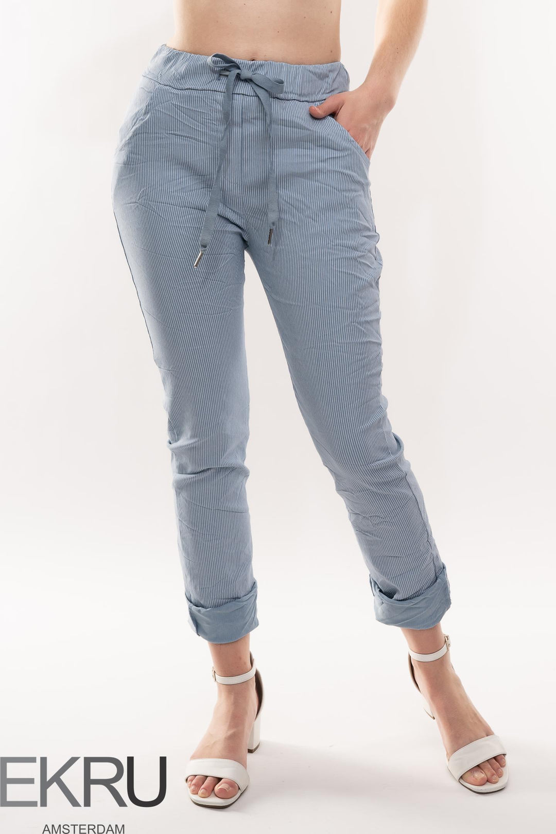 Euro Crafted Stripes Travel Pant - Breathable Naturals | Glam & Fame Clothing