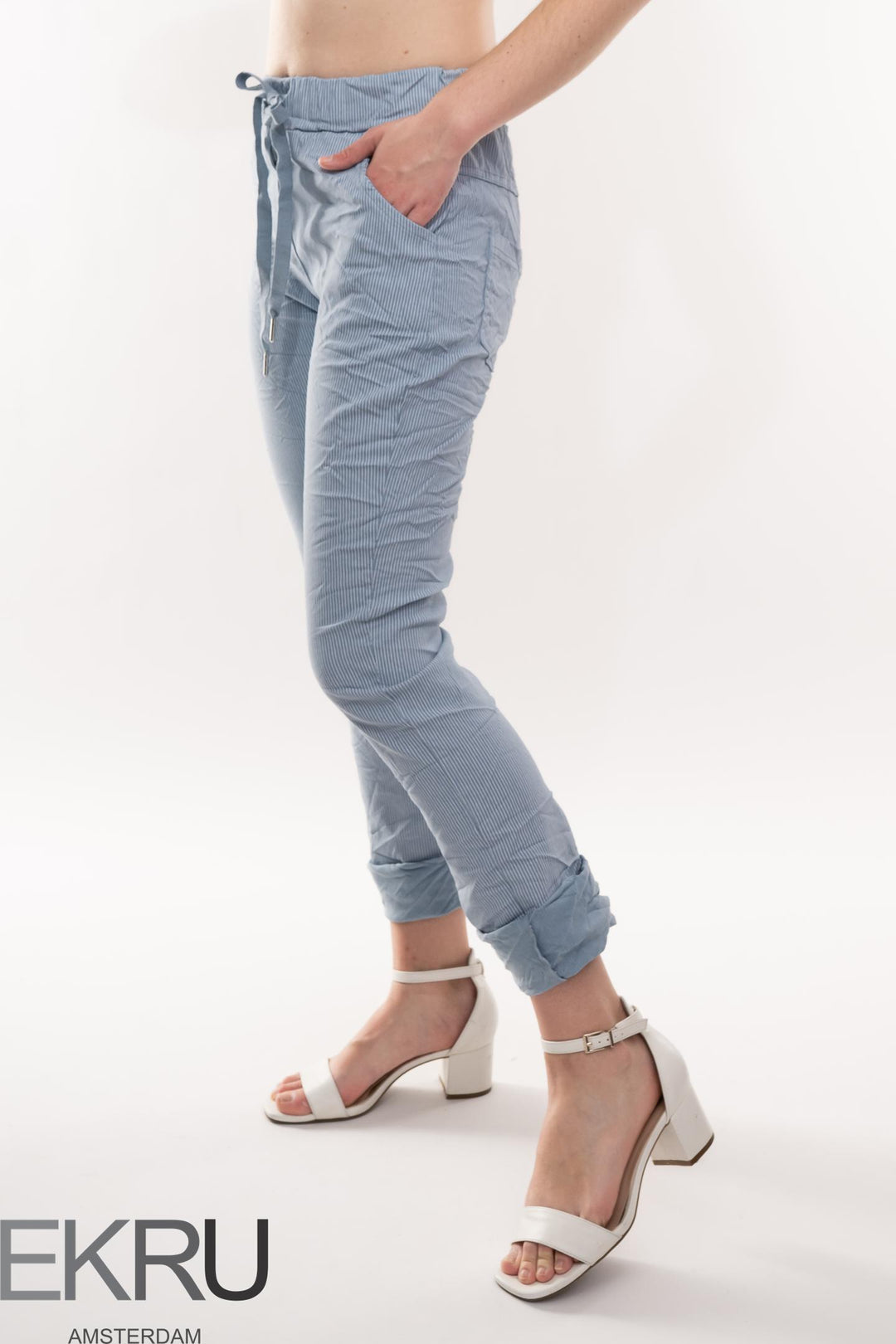 Euro Crafted Stripes Travel Pant - Breathable Naturals | Glam & Fame Clothing