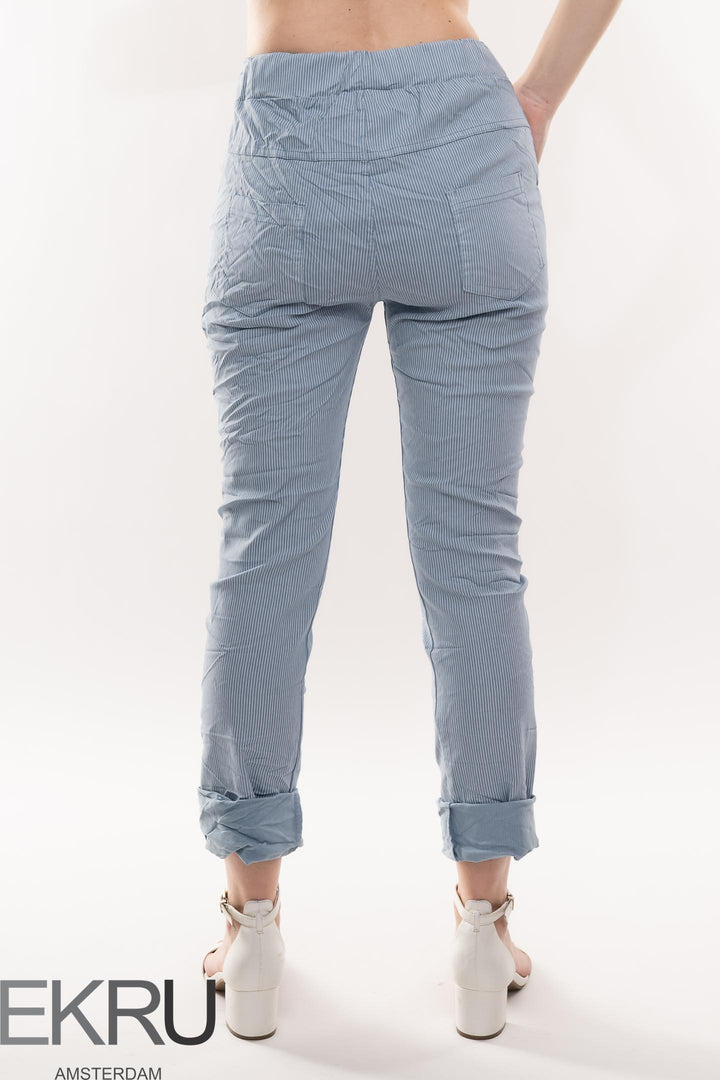 Euro Crafted Stripes Travel Pant - Breathable Naturals | Glam & Fame Clothing