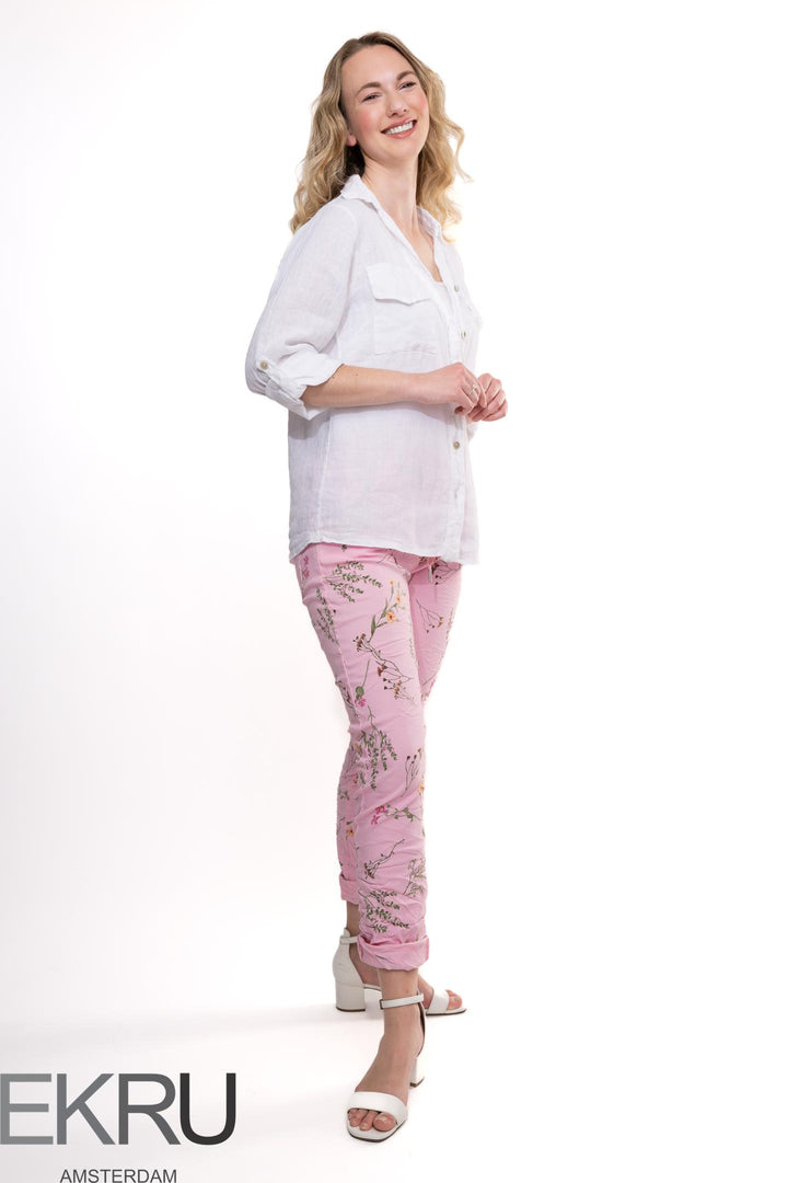 Euro Crafted Floral Travel Pant - Breathable Naturals | Glam & Fame Clothing