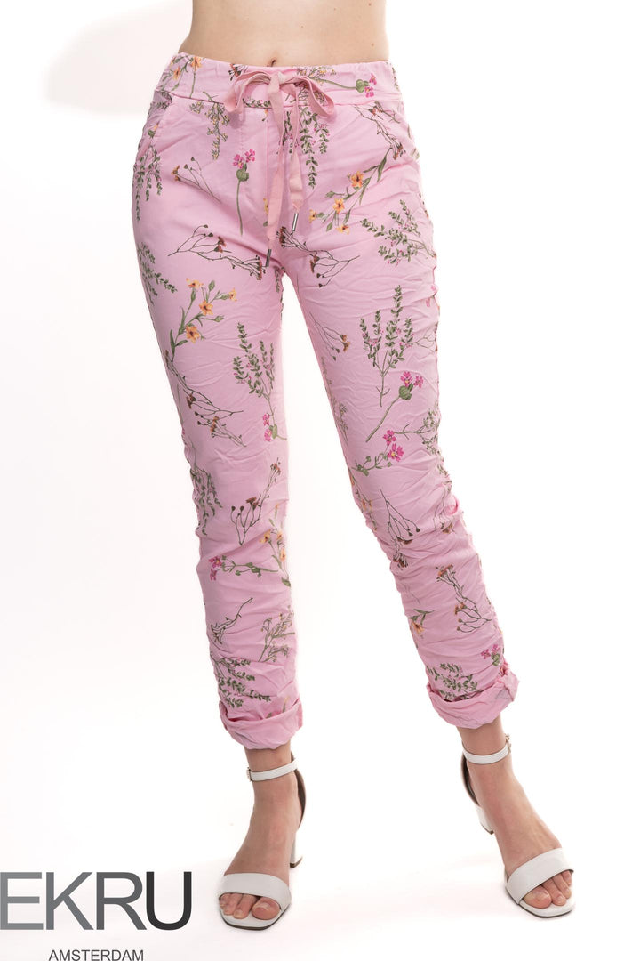 Euro Crafted Floral Travel Pant - Breathable Naturals | Glam & Fame Clothing