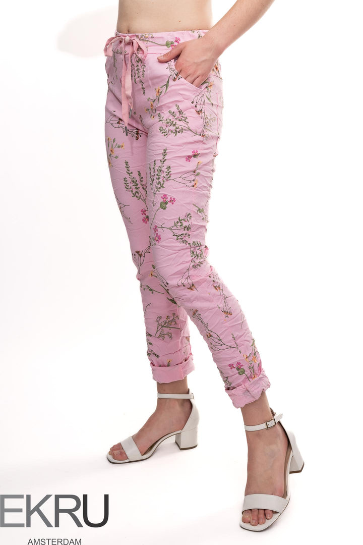 Euro Crafted Floral Travel Pant - Breathable Naturals | Glam & Fame Clothing