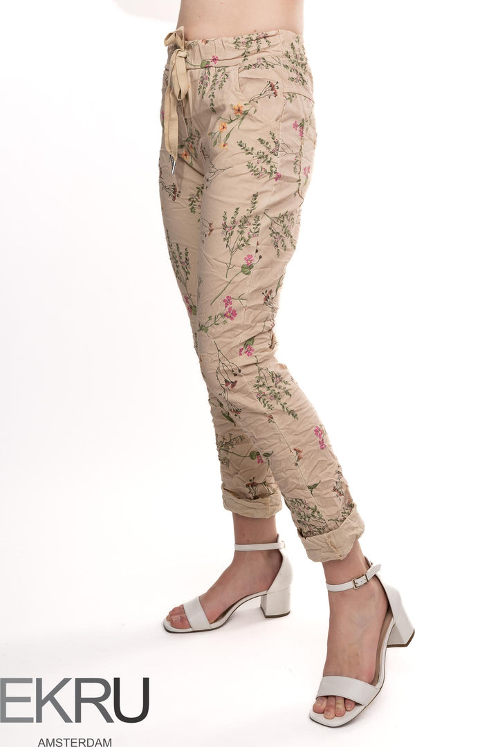 Euro Crafted Floral Travel Pant - Breathable Naturals | Glam & Fame Clothing