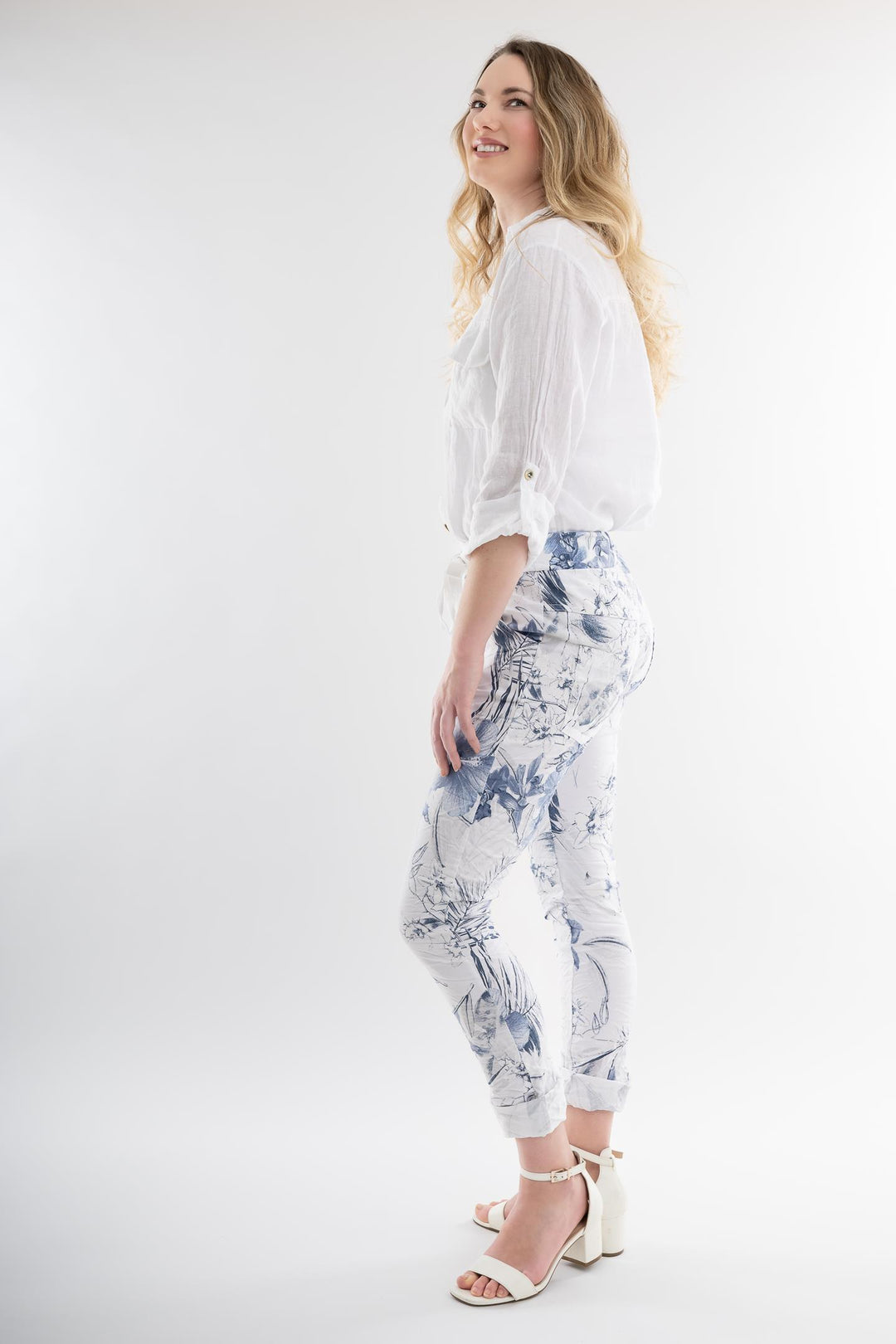 Euro Crafted Pant Textured Accent Print - Breathable Naturals | Glam & Fame Clothing