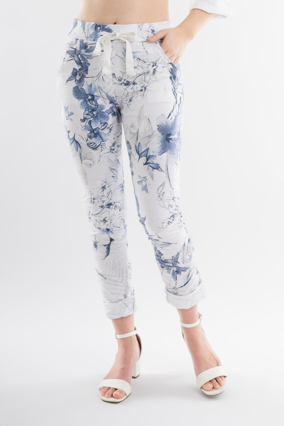 Euro Crafted Pant Textured Accent Print - Breathable Naturals | Glam & Fame Clothing