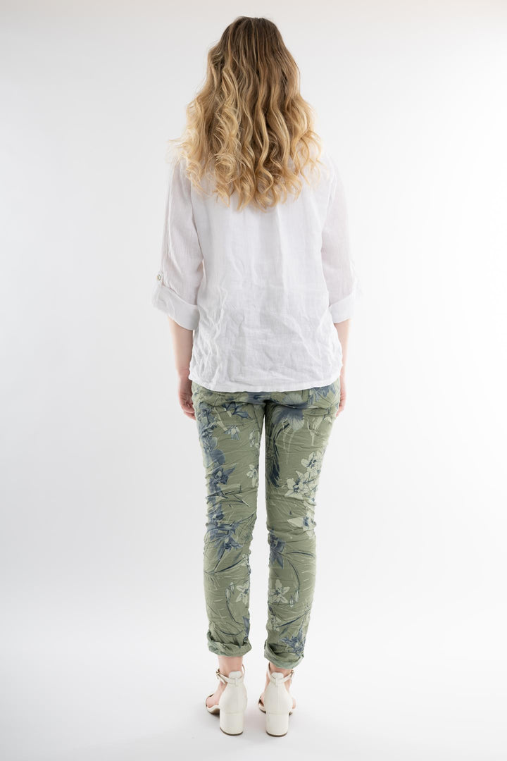 Euro Crafted Pant Textured Accent Print - Breathable Naturals | Glam & Fame Clothing