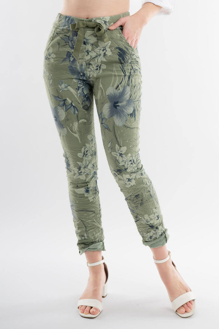 Euro Crafted Pant Textured Accent Print - Breathable Naturals | Glam & Fame Clothing