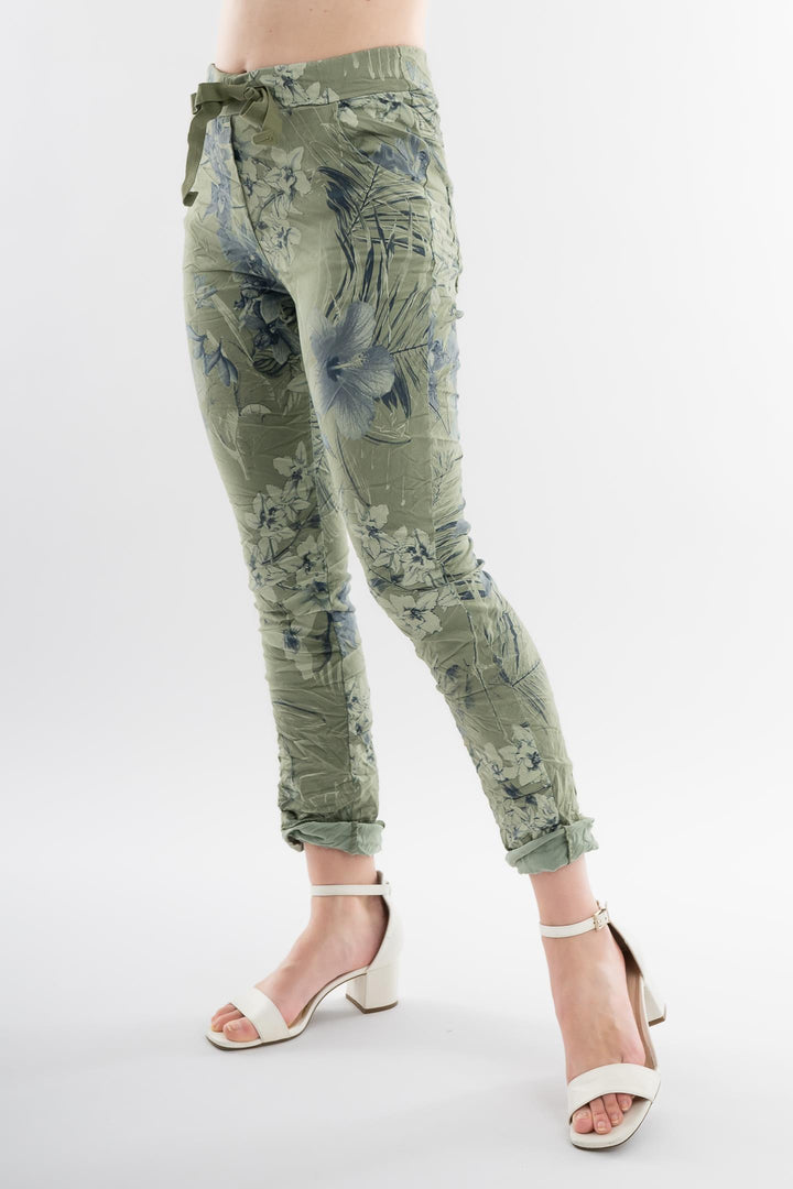 Euro Crafted Pant Textured Accent Print - Breathable Naturals | Glam & Fame Clothing