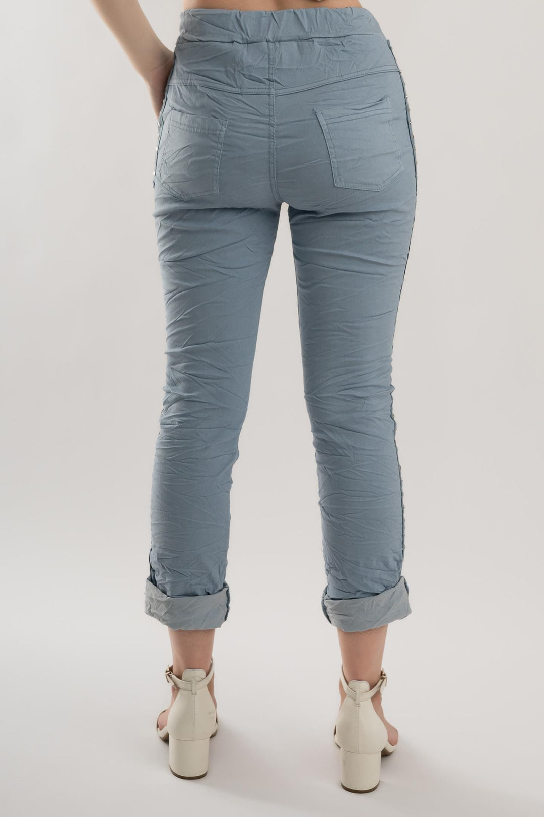 Euro Crafted Pant Embellished Accents - Breathable Naturals | Glam & Fame Clothing