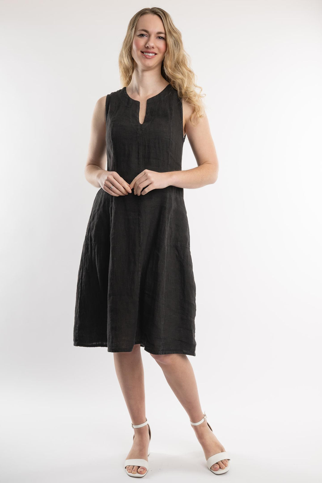 Belgian Linen Fit Flare Dress - Breathable Naturals | Glam & Fame Clothing