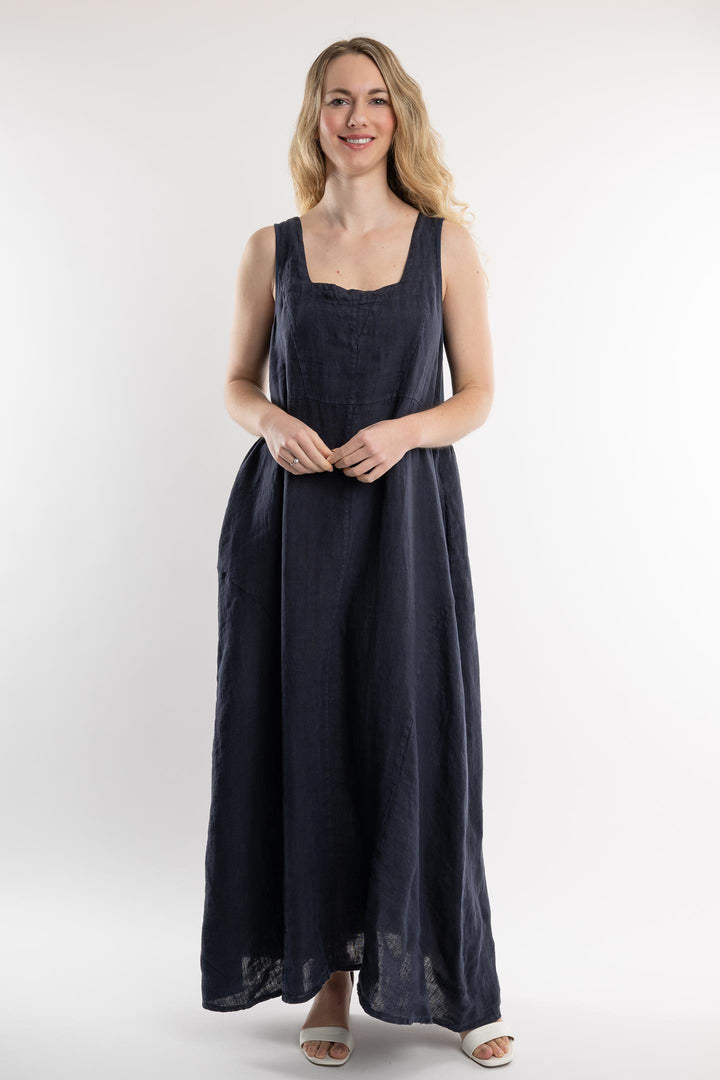 Belgian Linen Maxi Dress Square Neck - Breathable Naturals | Glam & Fame Clothing