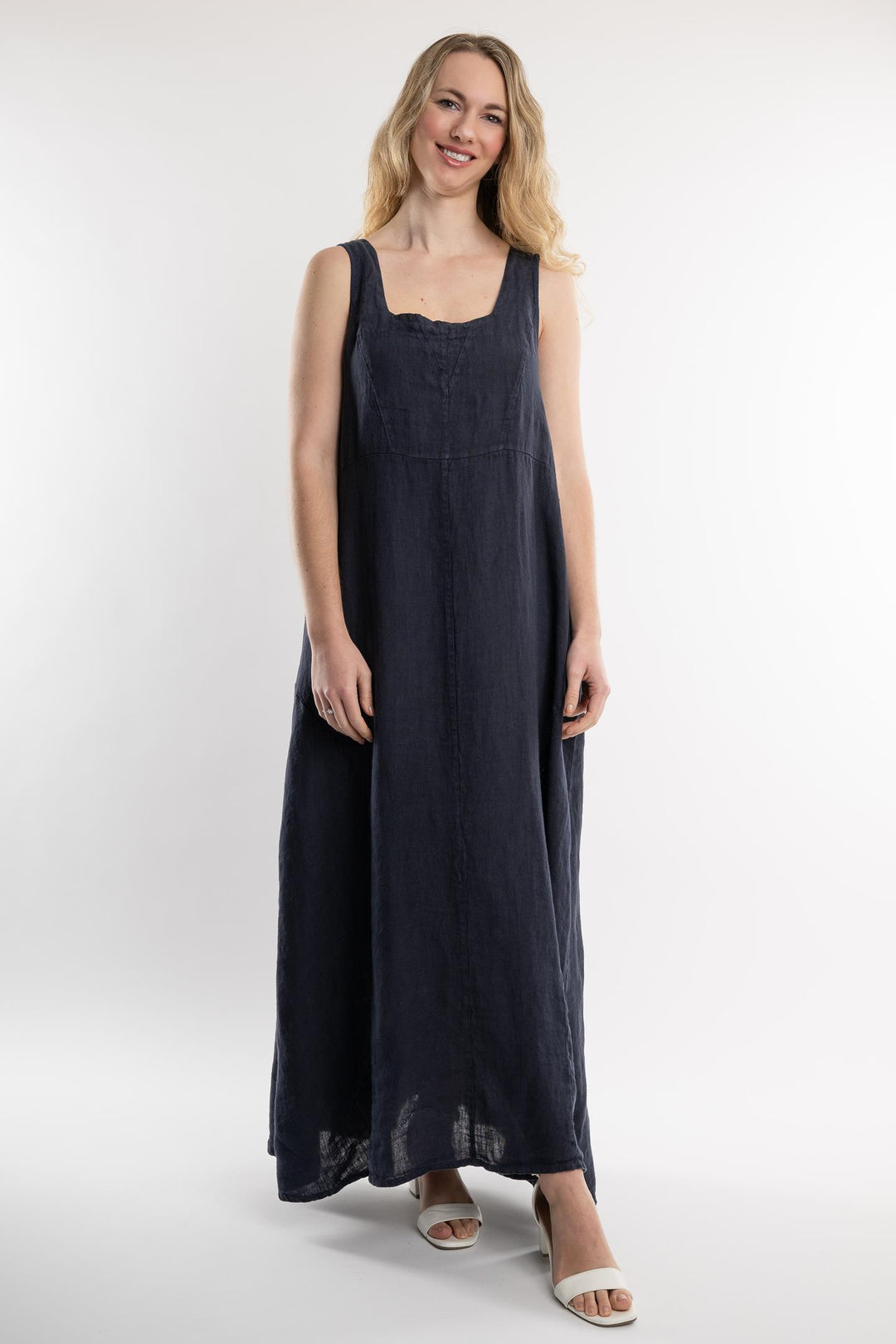 Belgian Linen Maxi Dress Square Neck - Breathable Naturals | Glam & Fame Clothing