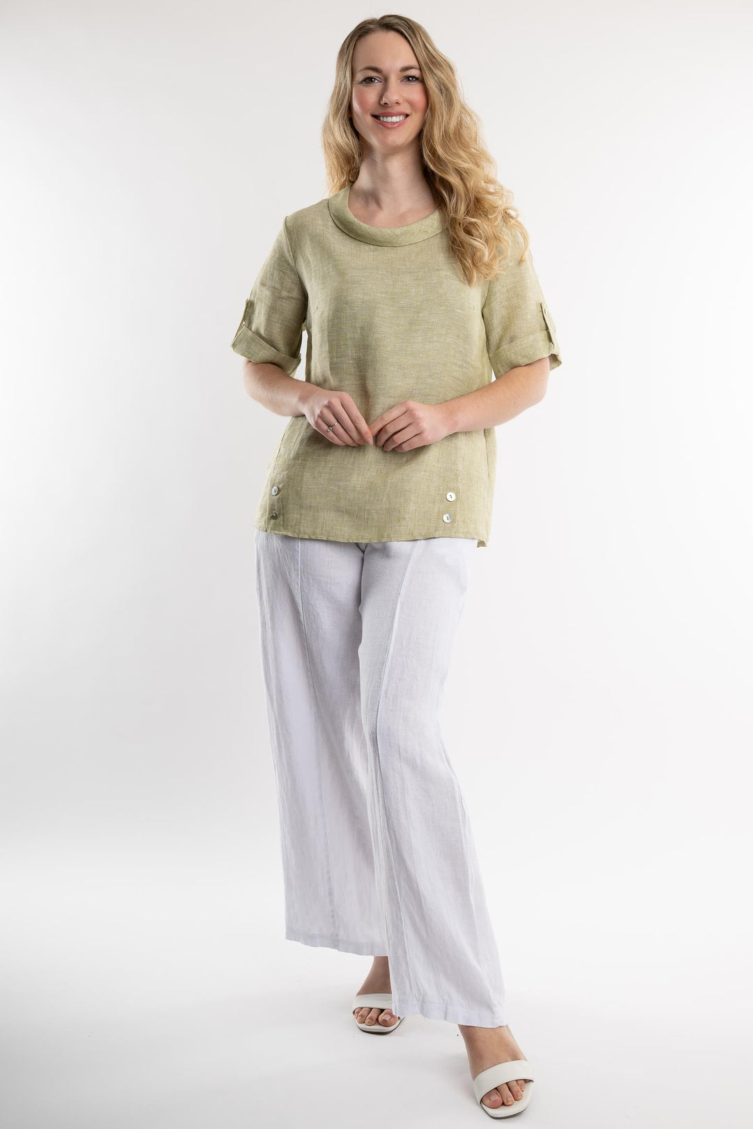 Belgian Linen Blouse Sailor Collar - Breathable Naturals | Glam & Fame Clothing