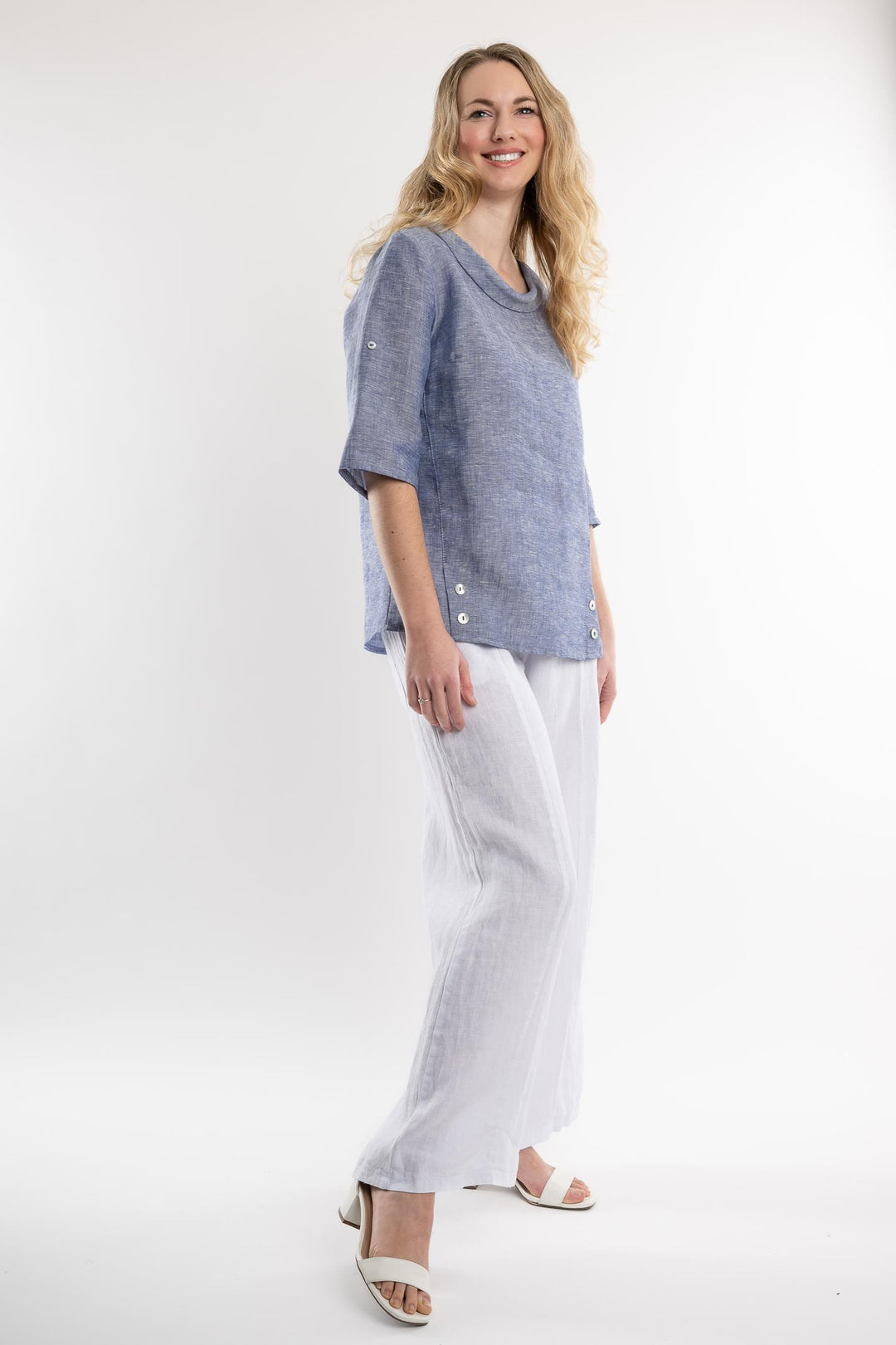 Belgian Linen Blouse Sailor Collar - Breathable Naturals | Glam & Fame Clothing