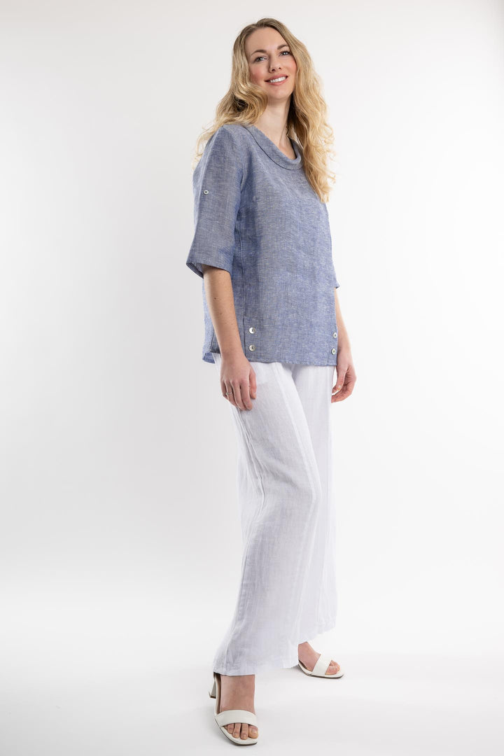 Belgian Linen Blouse Sailor Collar - Breathable Naturals | Glam & Fame Clothing