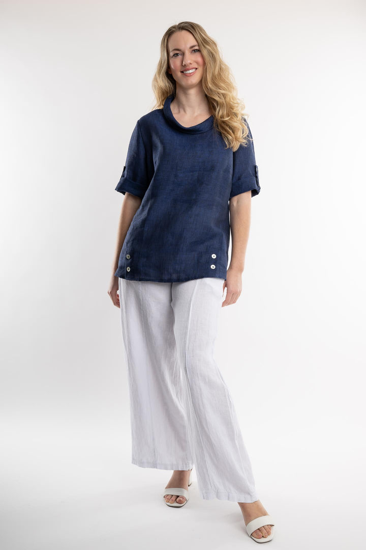 Belgian Linen Blouse Sailor Collar - Breathable Naturals | Glam & Fame Clothing