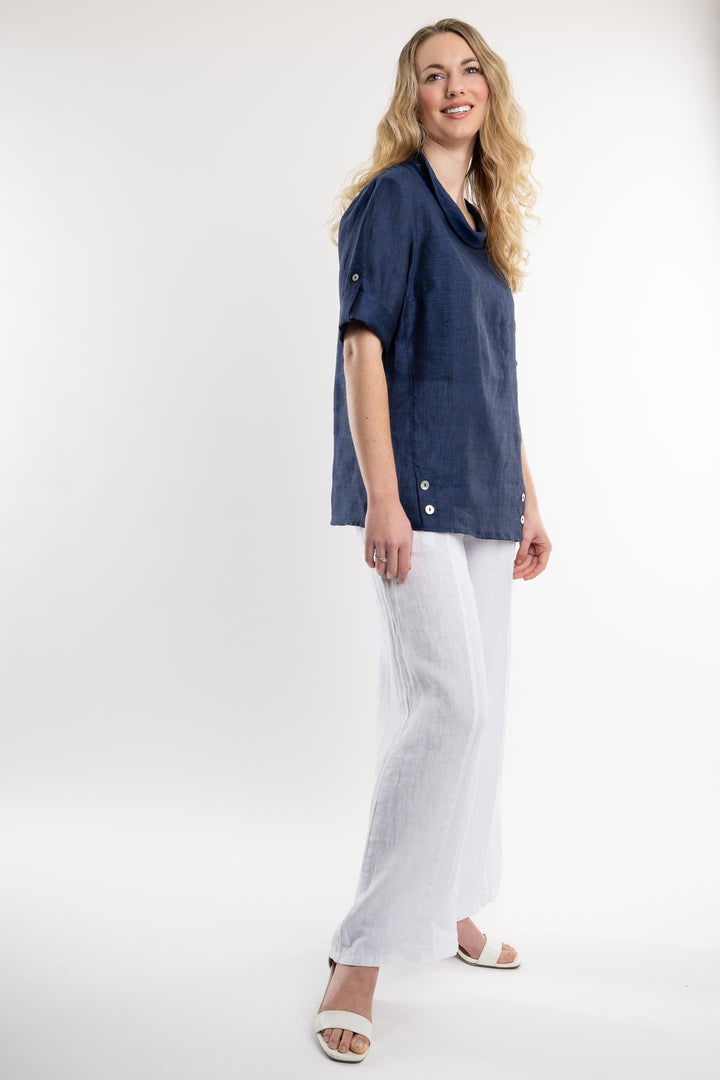 Belgian Linen Blouse Sailor Collar - Breathable Naturals | Glam & Fame Clothing