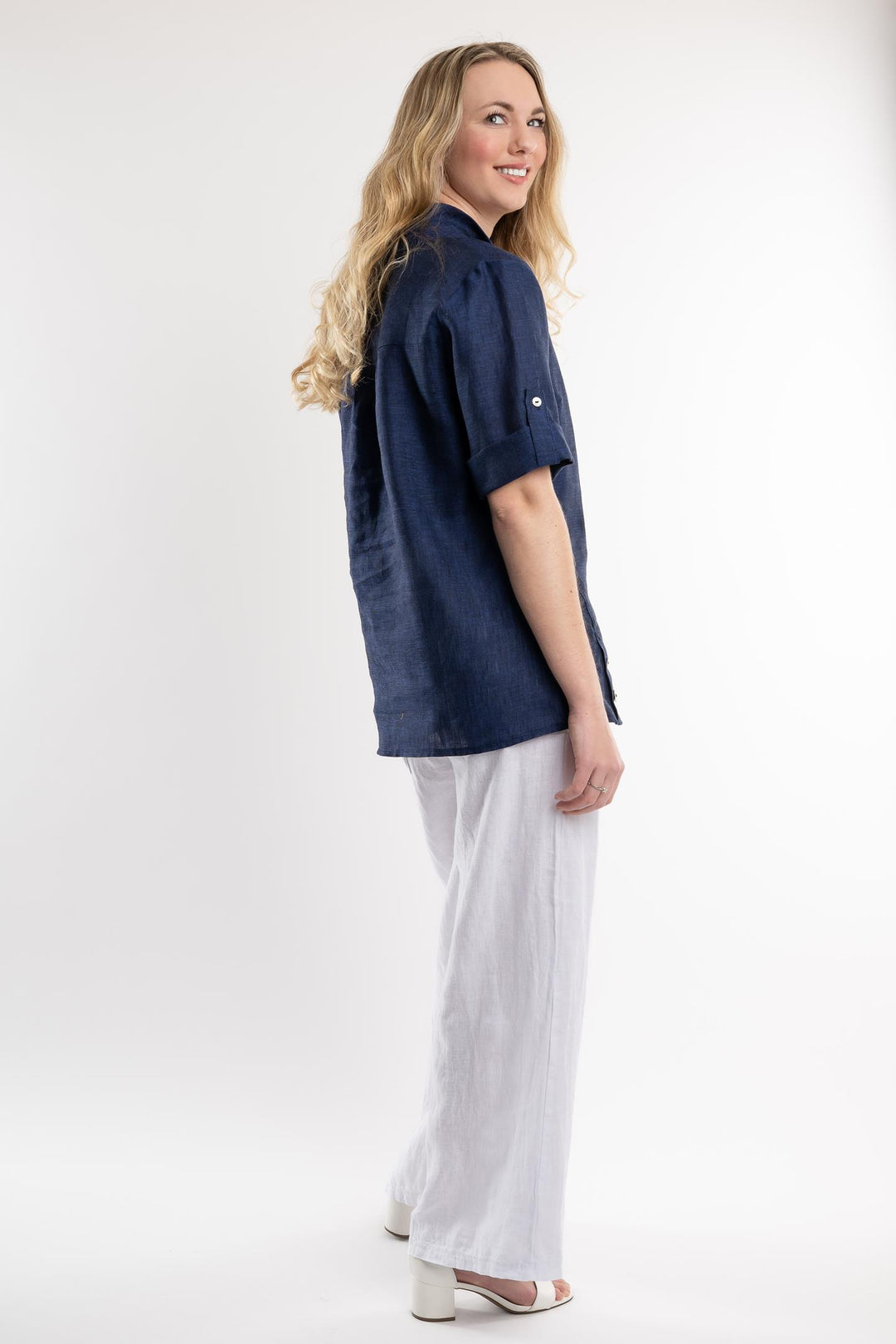 Belgian Linen Blouse Sailor Collar - Breathable Naturals | Glam & Fame Clothing