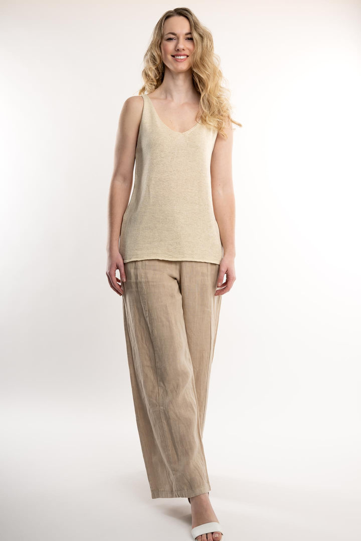 Euro Cotton Knit Sleeveless Top - Breathable Naturals | Glam & Fame Clothing