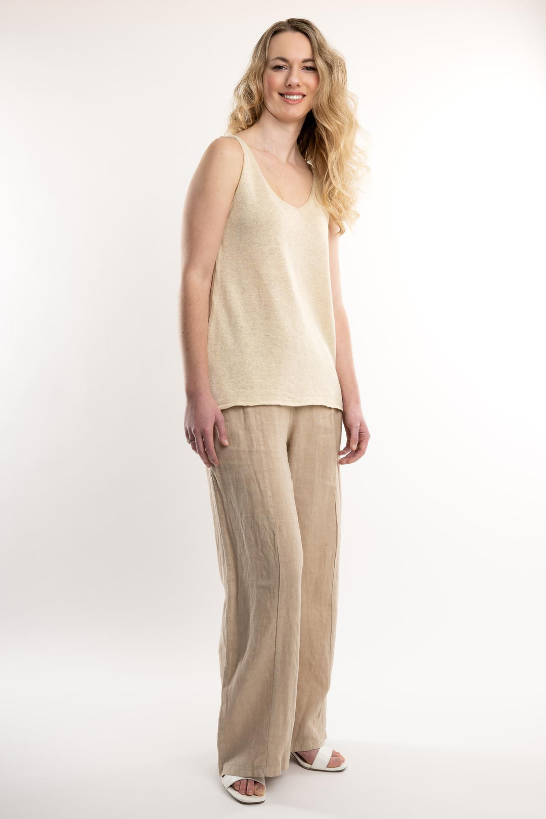 Euro Cotton Knit Sleeveless Top - Breathable Naturals | Glam & Fame Clothing