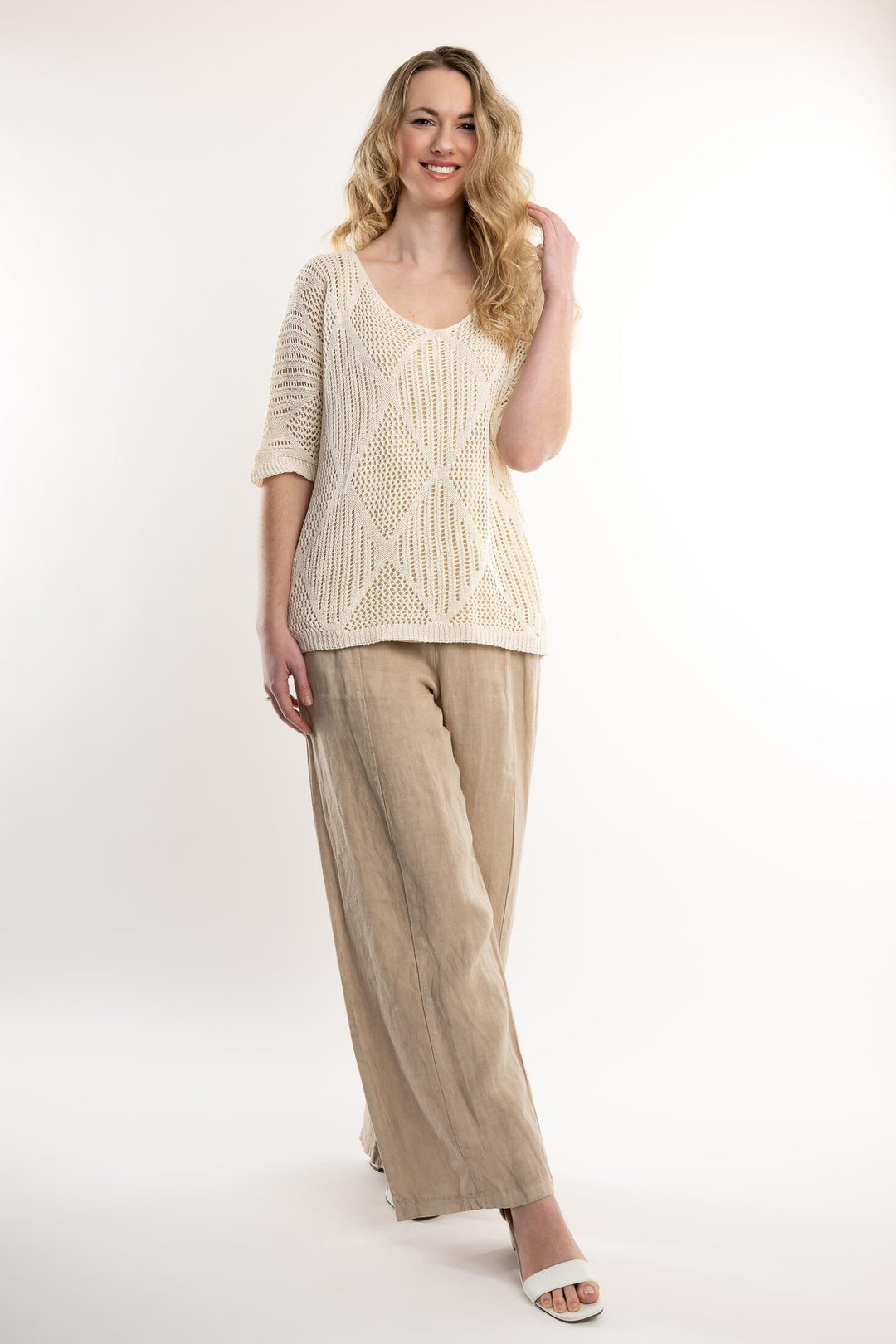 Euro Cotton Knit Pattern Top - Breathable Naturals | Glam & Fame Clothing