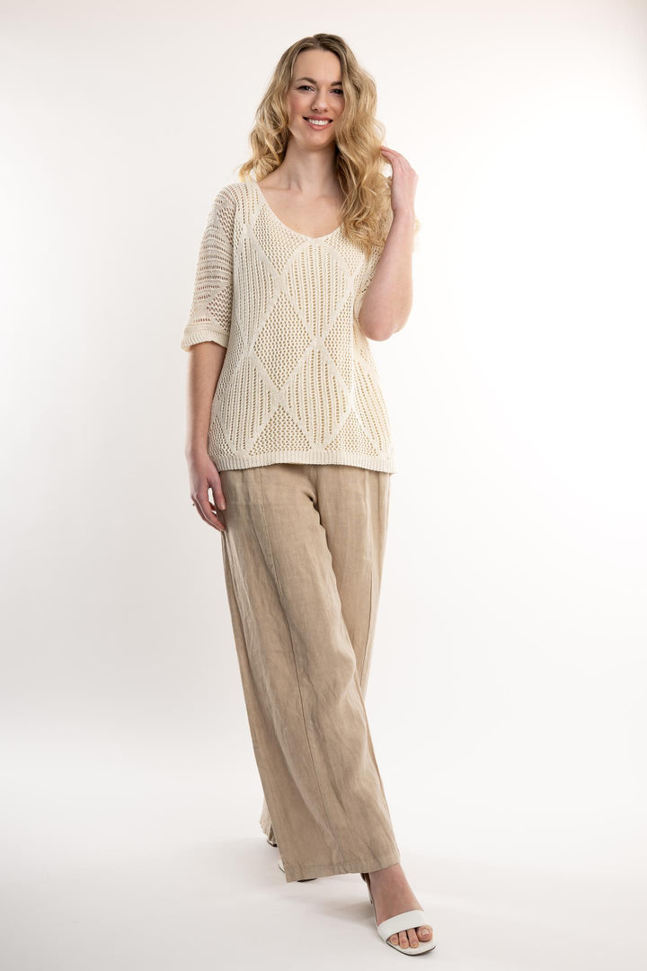 Euro Cotton Knit Pattern Top - Breathable Naturals | Glam & Fame Clothing