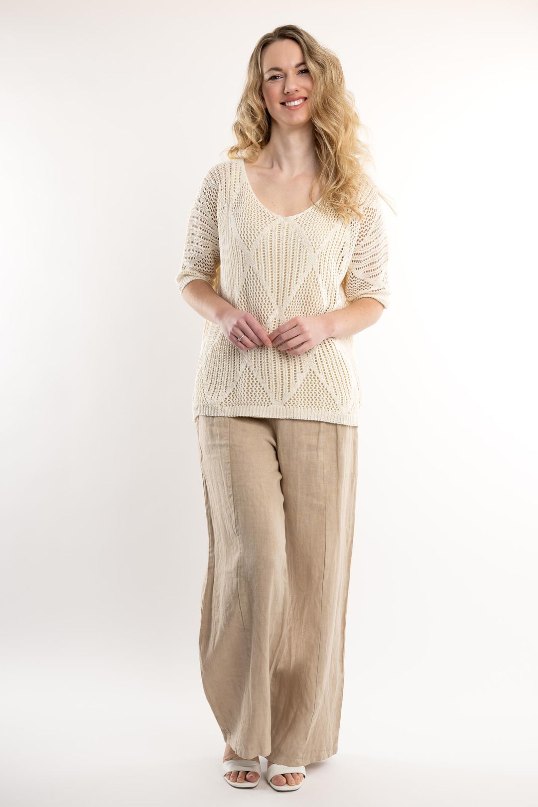 Euro Cotton Knit Pattern Top - Breathable Naturals | Glam & Fame Clothing