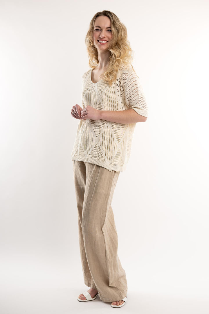 Euro Cotton Knit Pattern Top - Breathable Naturals | Glam & Fame Clothing