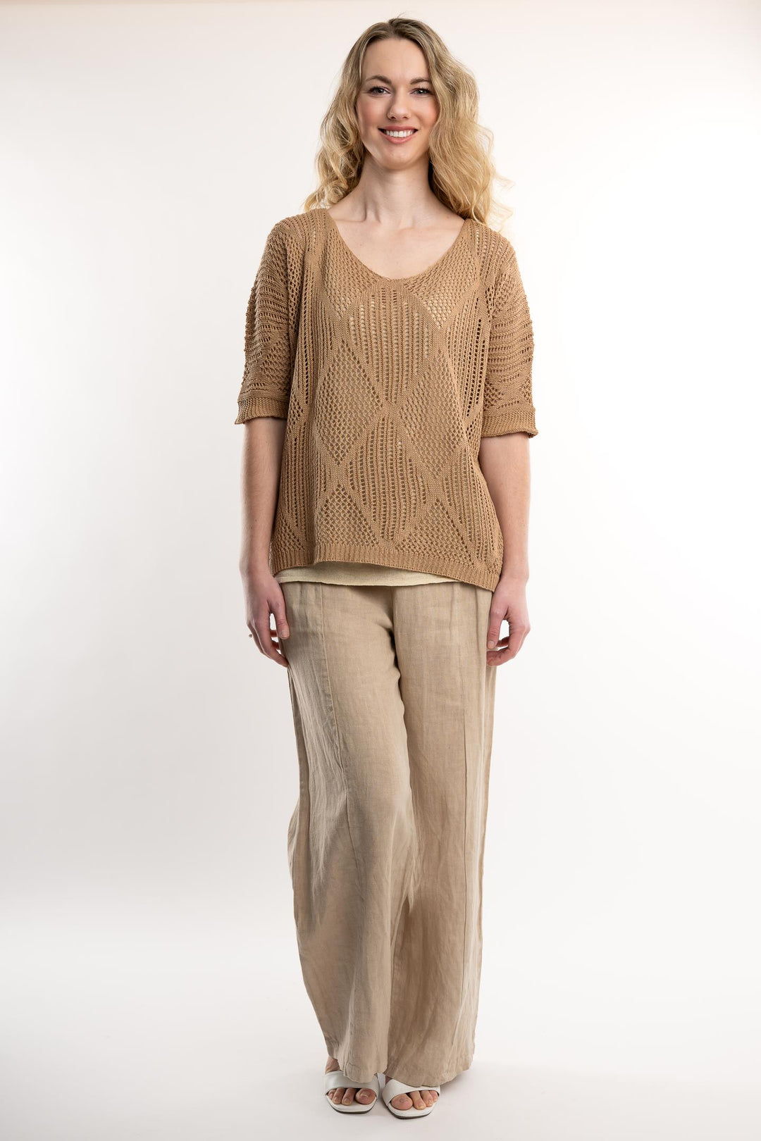 Euro Cotton Knit Pattern Top - Breathable Naturals | Glam & Fame Clothing