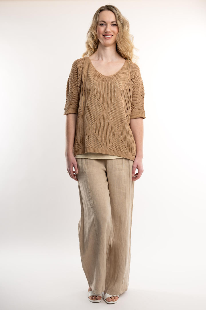 Euro Cotton Knit Pattern Top - Breathable Naturals | Glam & Fame Clothing
