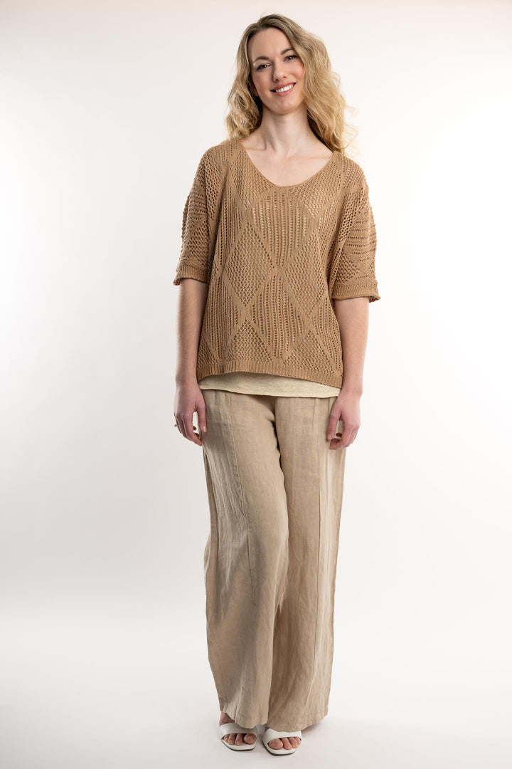 Euro Cotton Knit Pattern Top - Breathable Naturals | Glam & Fame Clothing