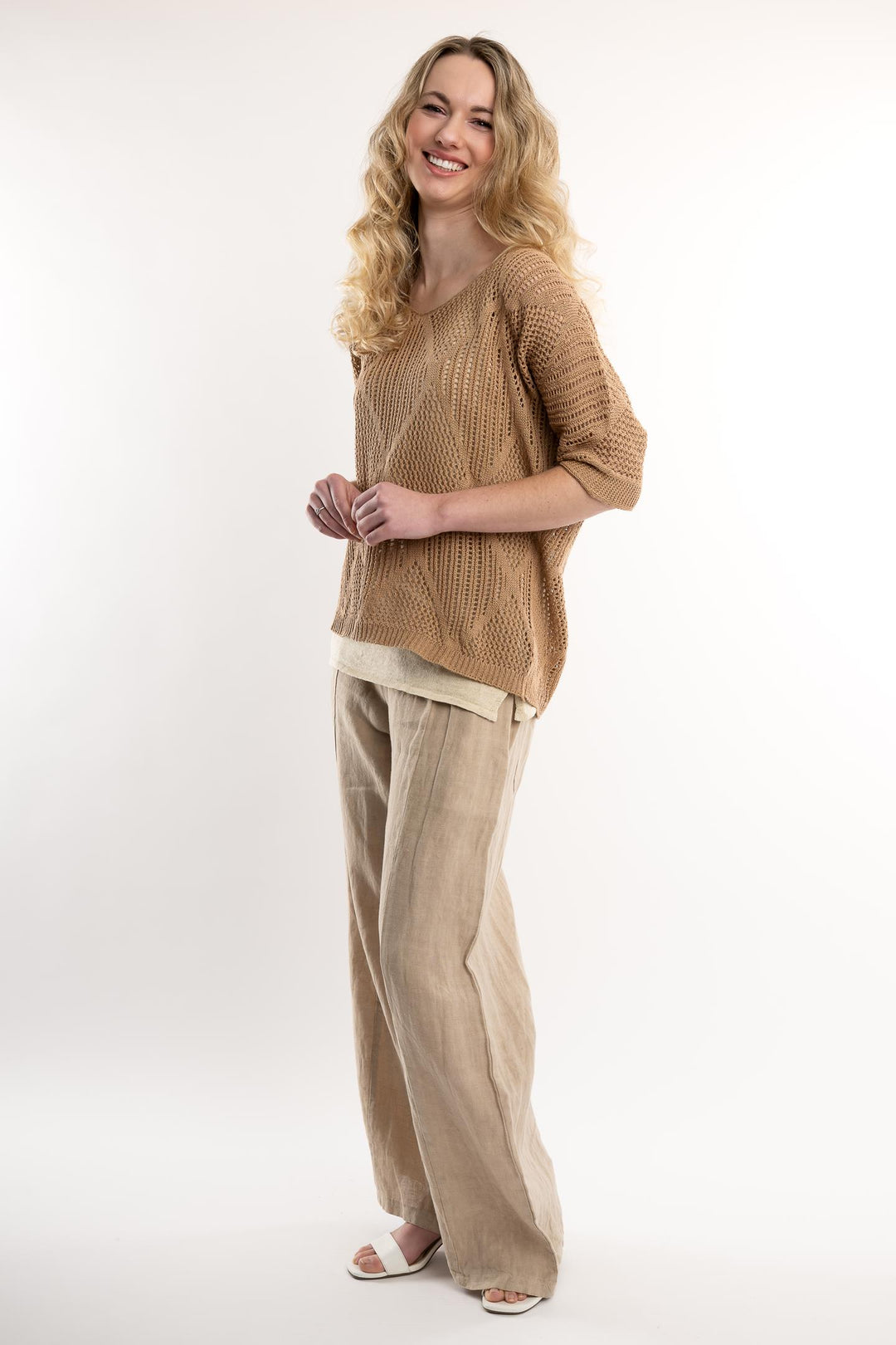 Euro Cotton Knit Pattern Top - Breathable Naturals | Glam & Fame Clothing