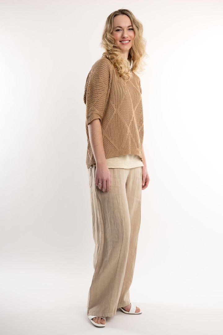 Euro Cotton Knit Pattern Top - Breathable Naturals | Glam & Fame Clothing