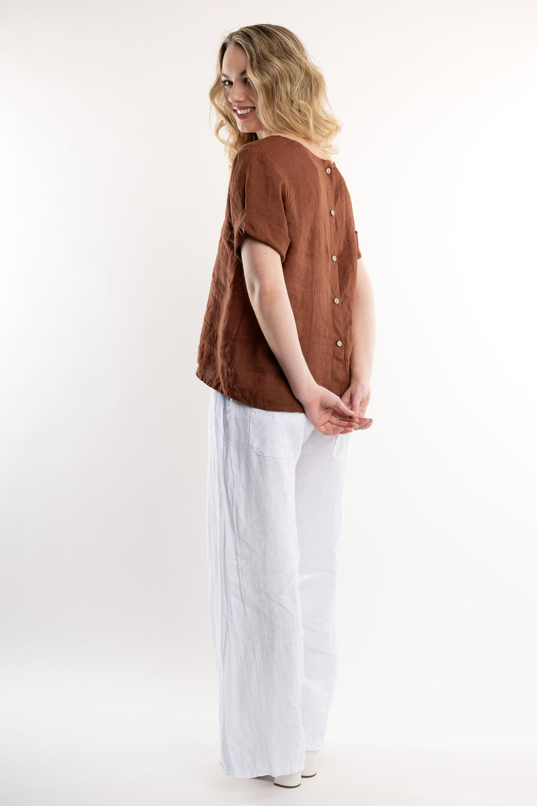 French Linen Blouse - Breathable Naturals | Glam & Fame Clothing