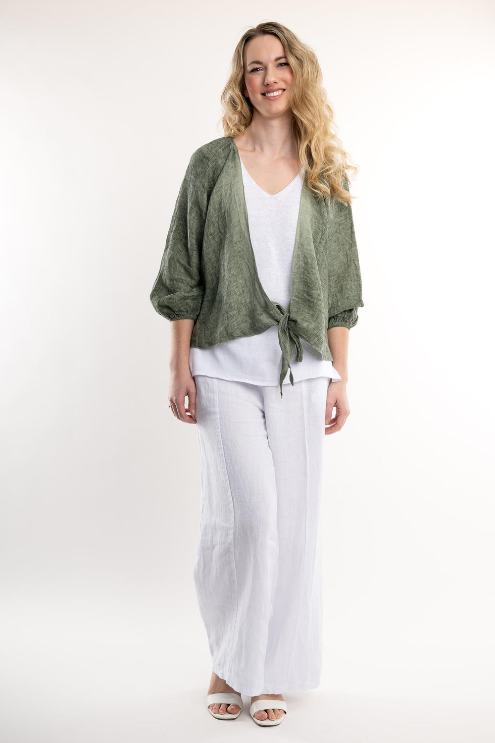 French Linen Bolero Vintage Wash - Breathable Naturals | Glam & Fame Clothing