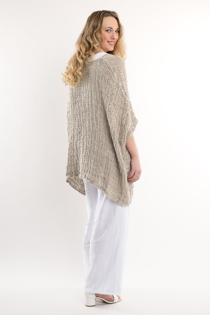 Belgian Linen Crochet Poncho Top - Breathable Naturals | Glam & Fame Clothing