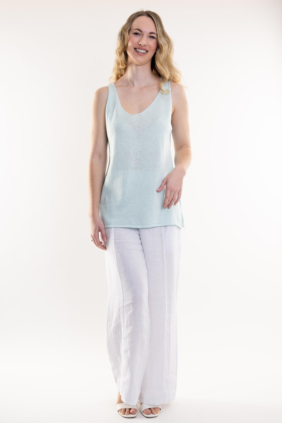 Euro Cotton Knit Sleeveless Top - Breathable Naturals | Glam & Fame Clothing