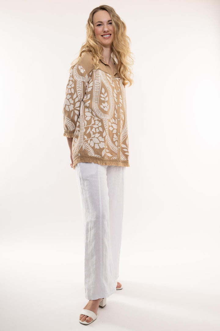 Premium Woven Euro Linen Blend Holiday Shirt - Breathable Naturals | Glam & Fame Clothing