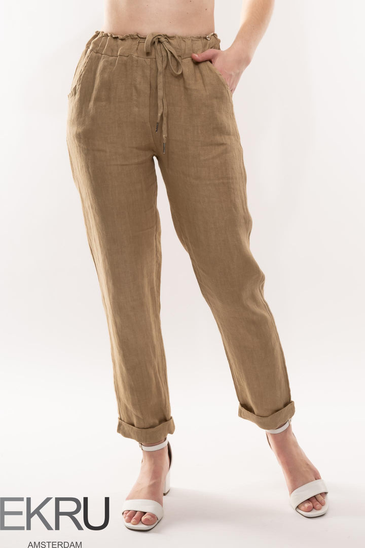 French Linen Pant Slim Leg Premium Woven - Breathable Naturals | Glam & Fame Clothing