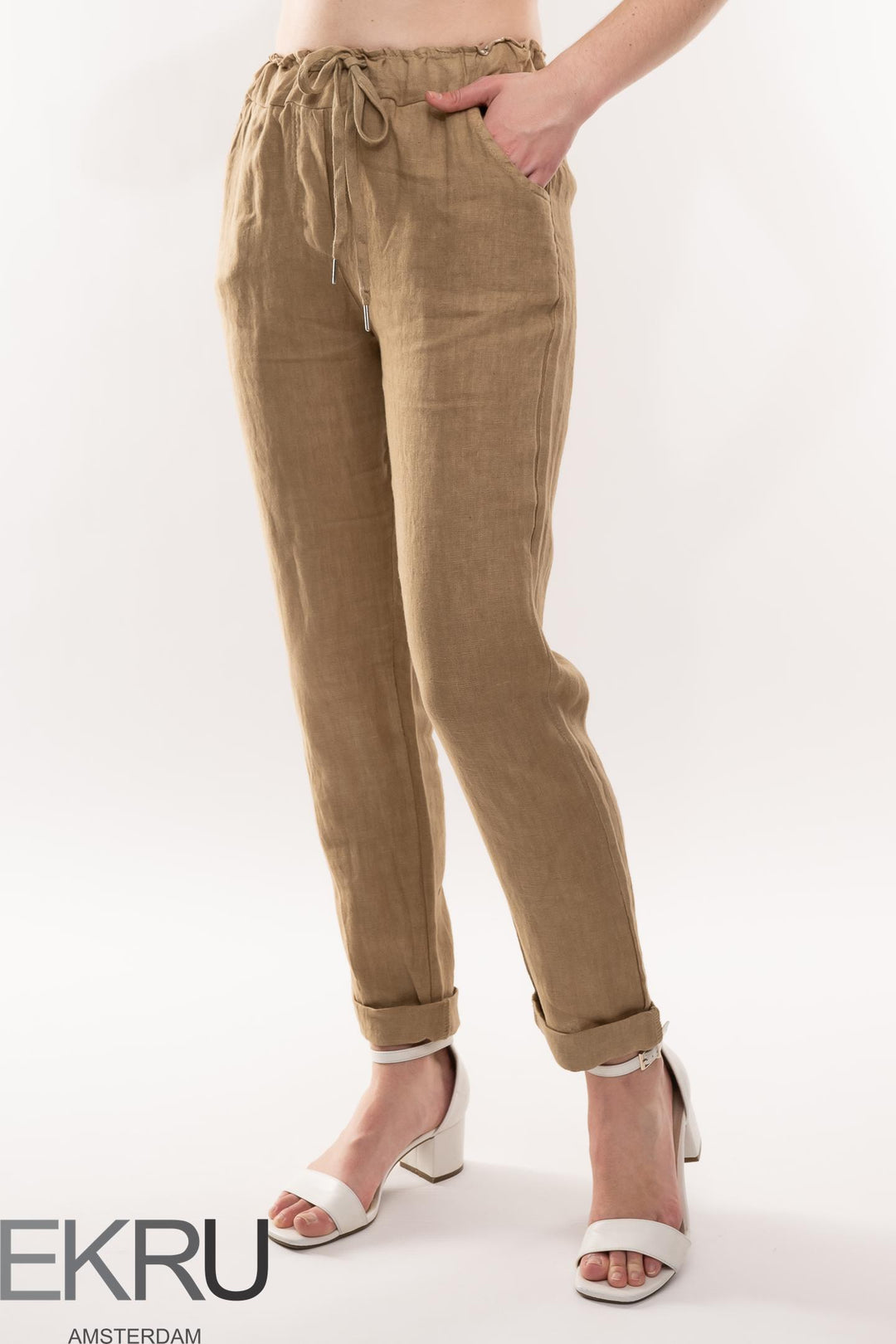 French Linen Pant Slim Leg Premium Woven - Breathable Naturals | Glam & Fame Clothing