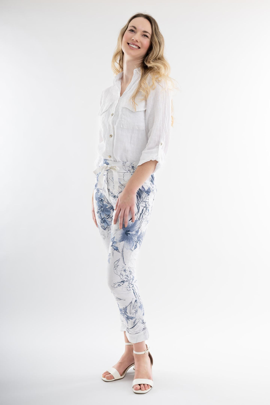 Euro Crafted Pant Textured Accent Print - Breathable Naturals | Glam & Fame Clothing