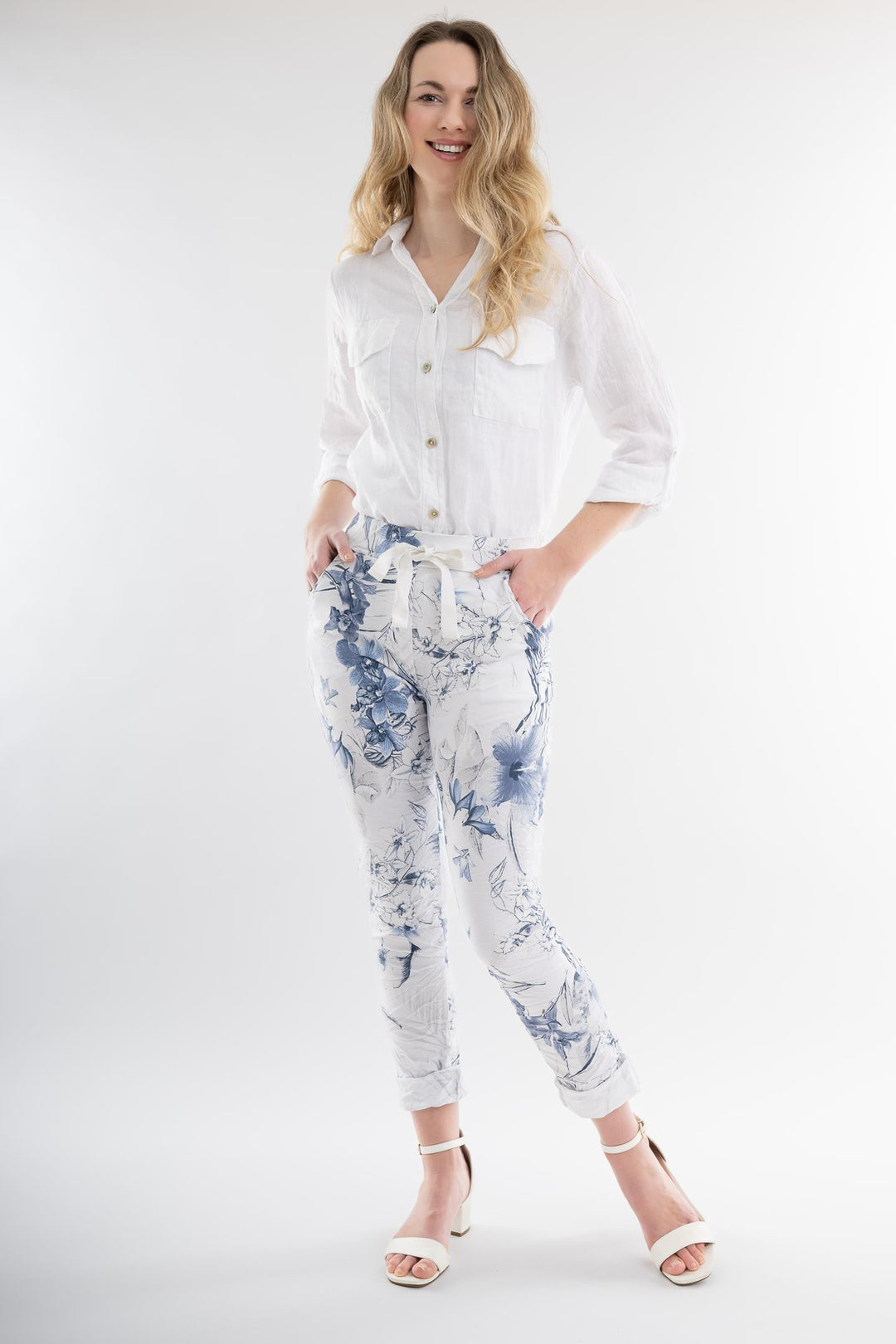 Euro Crafted Pant Textured Accent Print - Breathable Naturals | Glam & Fame Clothing