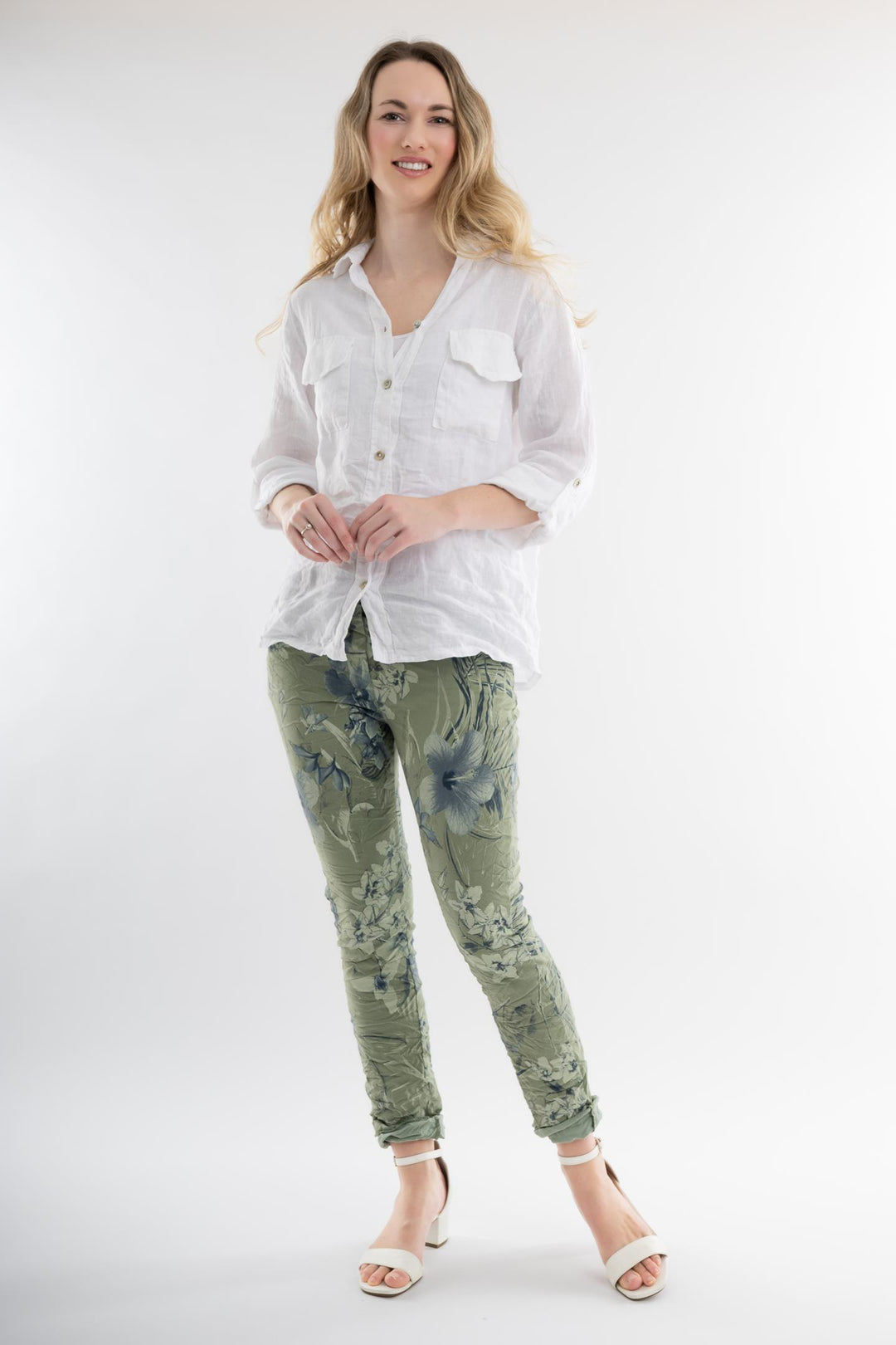 Euro Crafted Pant Textured Accent Print - Breathable Naturals | Glam & Fame Clothing