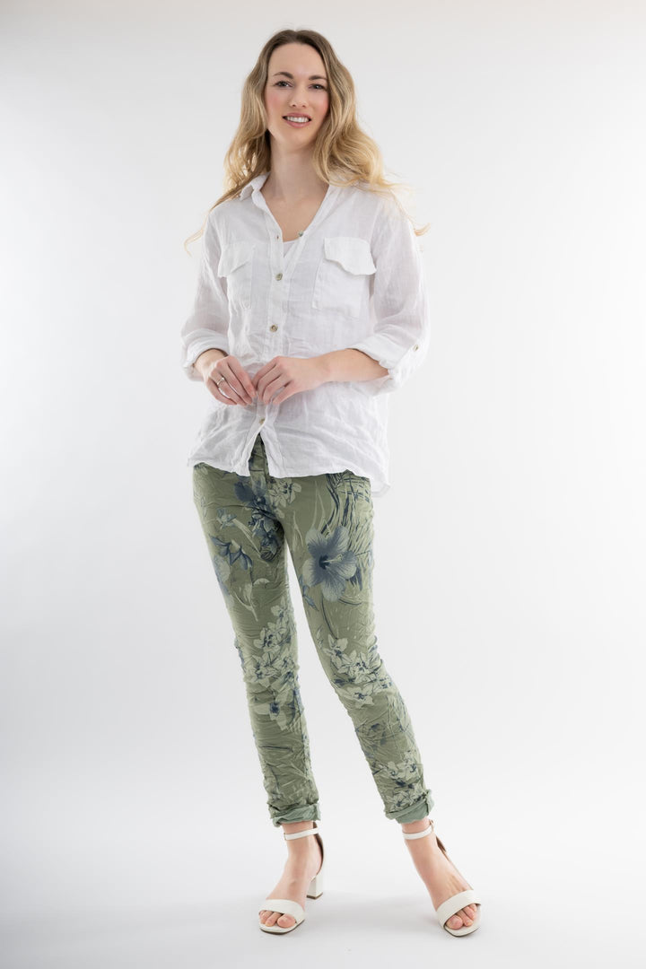 Euro Crafted Pant Textured Accent Print - Breathable Naturals | Glam & Fame Clothing