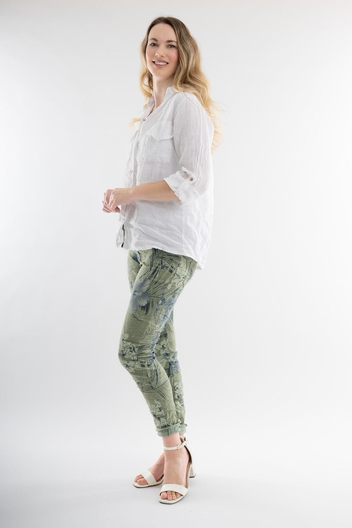 Euro Crafted Pant Textured Accent Print - Breathable Naturals | Glam & Fame Clothing