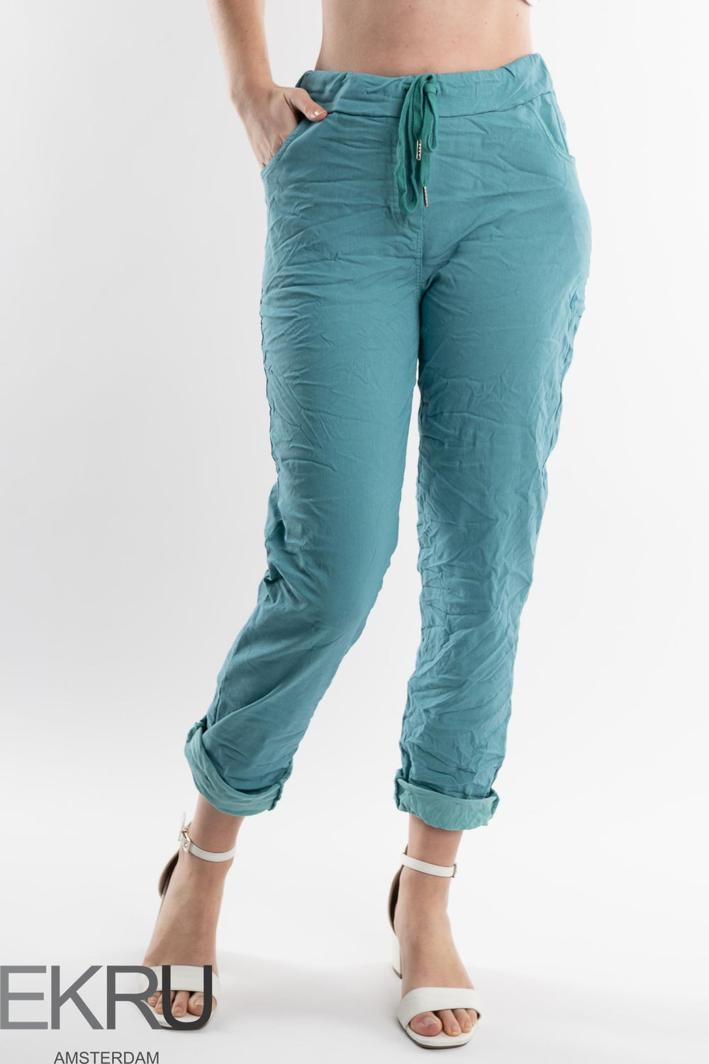 Euro Crinkle Travel Pant - Breathable Naturals | Glam & Fame Clothing