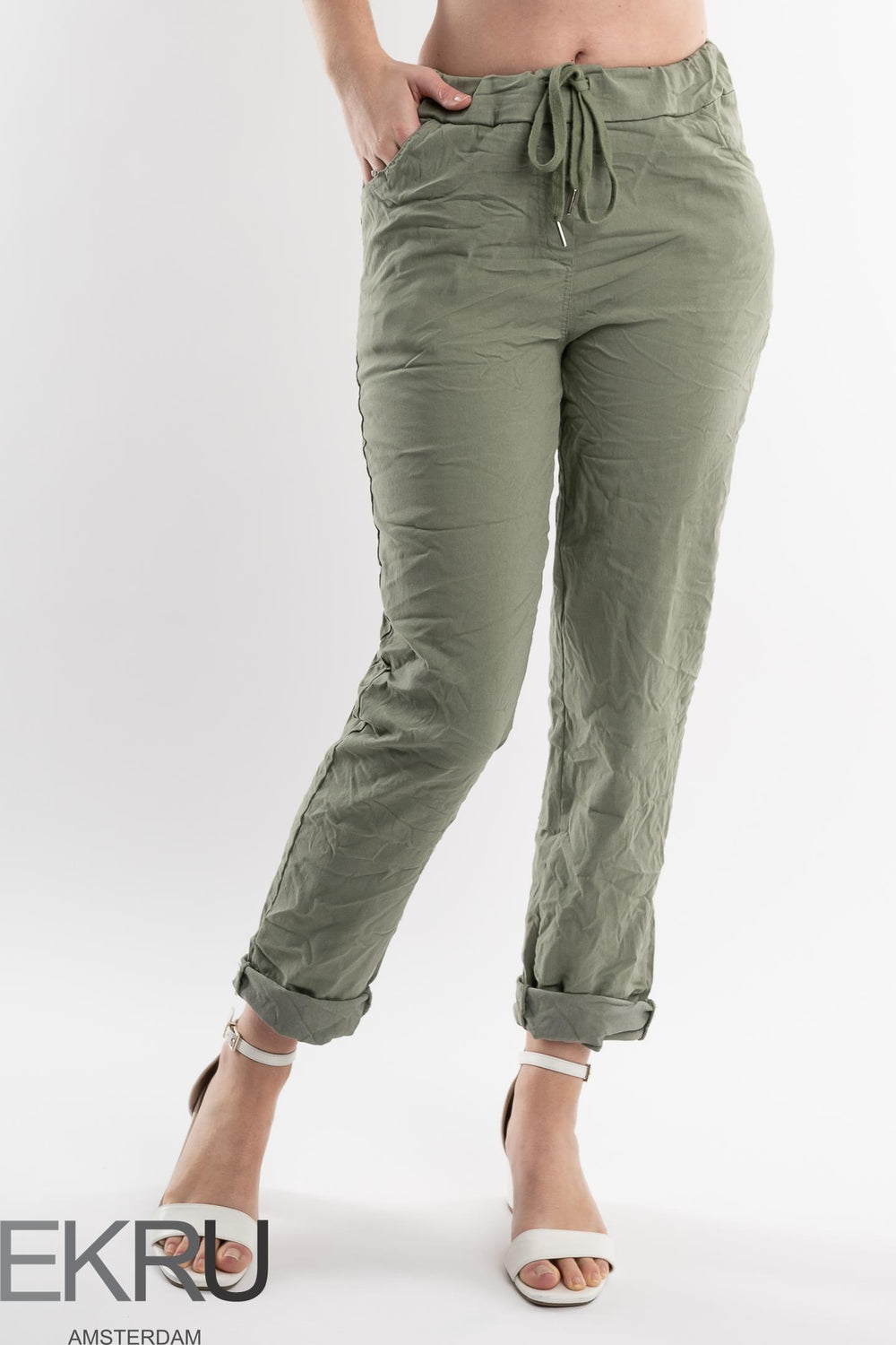 Euro Crinkle Travel Pant - Breathable Naturals | Glam & Fame Clothing