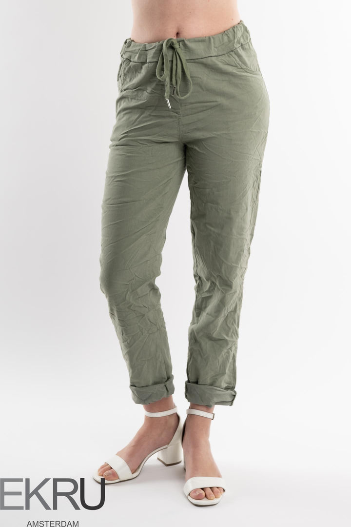 Euro Crinkle Travel Pant - Breathable Naturals | Glam & Fame Clothing